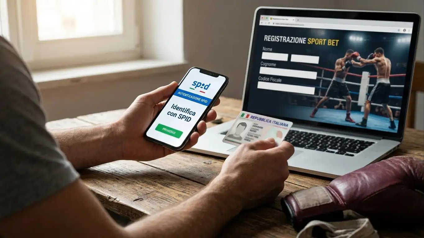 Registrazione di un conto gioco italiano via SPID con documento di identità accanto allo smartphone