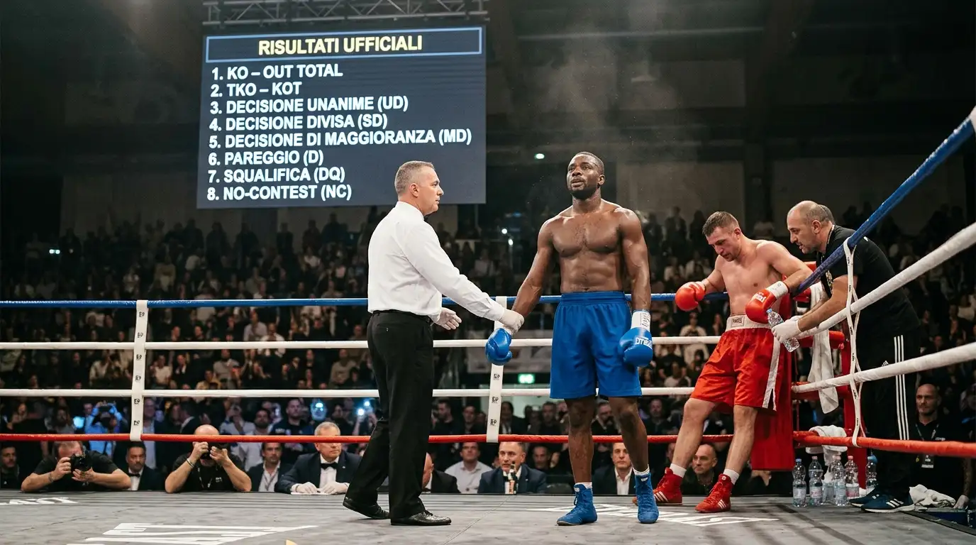 Elenco dei metodi di vittoria ufficiali sul palinsesto di un grande gala di pugilato
