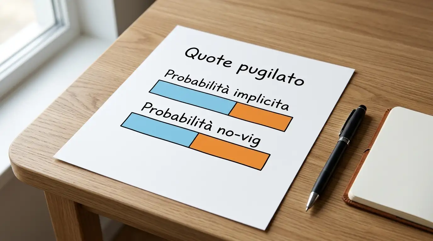 Grafico semplice che mostra il confronto fra probabilità implicita e probabilità no-vig su una quota di pugilato